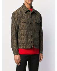 Camicia giacca stampata marrone di Fendi