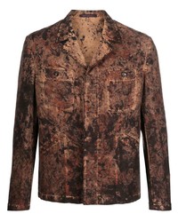 Camicia giacca stampata marrone di The Gigi