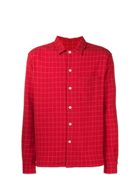 Camicia giacca stampata rossa di AMI Alexandre Mattiussi