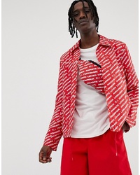 Camicia giacca stampata rossa di ASOS DESIGN