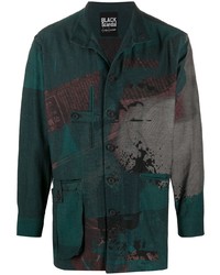 Camicia giacca stampata verde scuro di Yohji Yamamoto