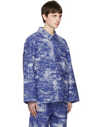 Camicia giacca trapuntata blu di Henrik Vibskov