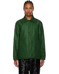 Camicia giacca trapuntata verde scuro di Dries Van Noten