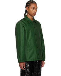 Camicia giacca trapuntata verde scuro di Dries Van Noten