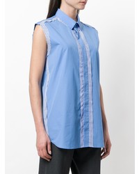 Camicia senza maniche a righe verticali azzurra di Maison Margiela