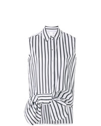 Camicia senza maniche a righe verticali bianca e nera di Victoria Victoria Beckham
