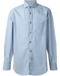 Camicia stampata azzurra di Brunello Cucinelli