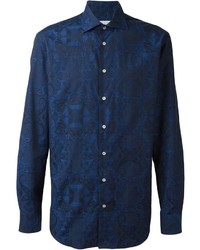 Camicia stampata blu scuro di Etro