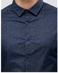 Camicia stampata blu scuro di Asos
