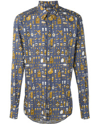 Camicia stampata blu di Dolce & Gabbana
