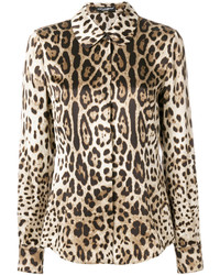 Camicia stampata marrone chiaro di Dolce & Gabbana