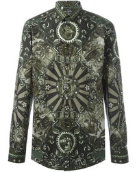 Camicia stampata verde oliva di Dolce & Gabbana