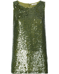 Canotta con paillettes verde oliva di P.A.R.O.S.H.
