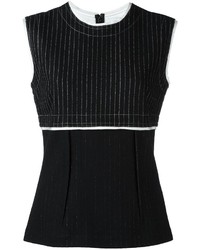Canotta di lana a righe verticali nera di DKNY