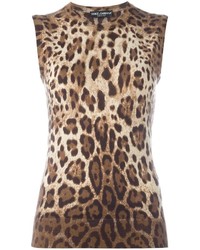 Canotta leopardata marrone chiaro di Dolce & Gabbana