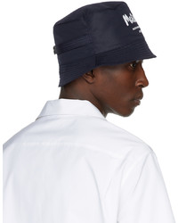 Cappello alla pescatora stampato blu scuro e bianco di Alexander McQueen