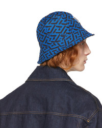 Cappello alla pescatora stampato blu scuro di Versace