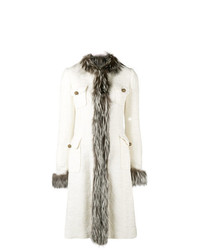 Cappotto con collo di pelliccia bianco di Dolce & Gabbana Vintage