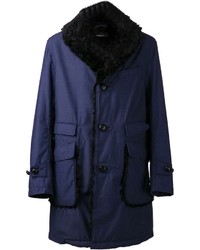 Cappotto con collo di pelliccia blu scuro di Engineered Garments
