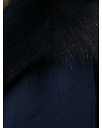 Cappotto con collo di pelliccia blu scuro di P.A.R.O.S.H.