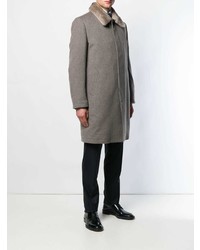 Cappotto con collo di pelliccia grigio di Corneliani