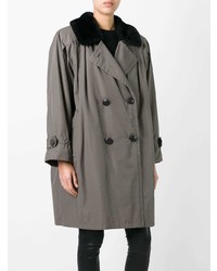 Cappotto con collo di pelliccia grigio di Yves Saint Laurent Vintage