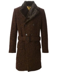 Cappotto con collo di pelliccia marrone scuro di Vivienne Westwood