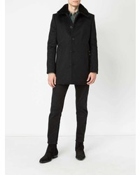 Cappotto con collo di pelliccia nero di Saint Laurent