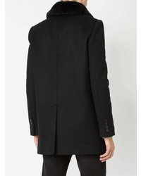 Cappotto con collo di pelliccia nero di Saint Laurent