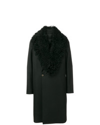 Cappotto con collo di pelliccia nero di Emporio Armani