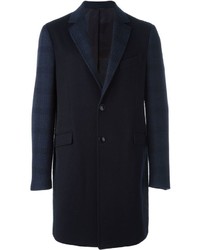 Cappotto di lana a quadri blu scuro