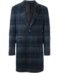 Cappotto di lana a quadri blu scuro di Etro