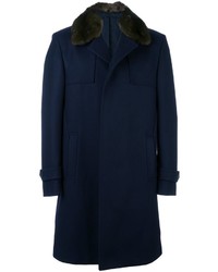 Cappotto di lana blu scuro di Fendi