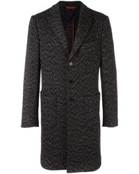 Cappotto di lana con motivo a zigzag nero di Missoni