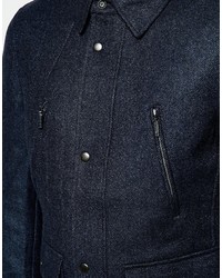 Cappotto di lana trapuntato blu scuro di Sisley