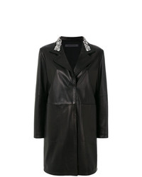 Cappotto in pelle decorato nero di Simonetta Ravizza