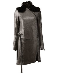 Cappotto in pelle grigio scuro di Ann Demeulemeester