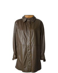 Cappotto in pelle marrone scuro di Gianfranco Ferre Vintage