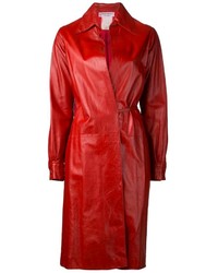 Cappotto in pelle rosso di Saint Laurent