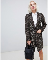 Cappotto leopardato marrone scuro di New Look