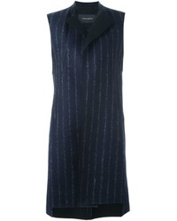 Cappotto senza maniche a righe verticali blu scuro di Cédric Charlier