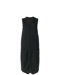 Cappotto senza maniche a righe verticali nero di Comme Des Garçons Vintage