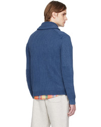 Cardigan con collo a scialle lavorato a maglia blu di Polo Ralph Lauren