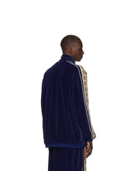 Cardigan con zip blu scuro di Gucci