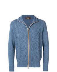 Cardigan con zip lavorato a maglia azzurro