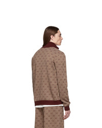 Cardigan con zip lavorato a maglia bordeaux di Gucci