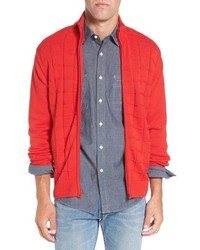Cardigan con zip lavorato a maglia rosso
