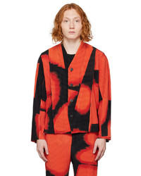 Cardigan con zip rosso di Homme Plissé Issey Miyake