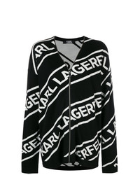 Cardigan con zip stampato nero e bianco di Karl Lagerfeld