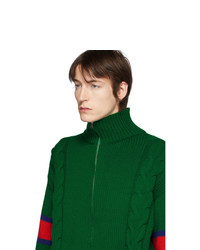 Cardigan con zip verde scuro di Gucci